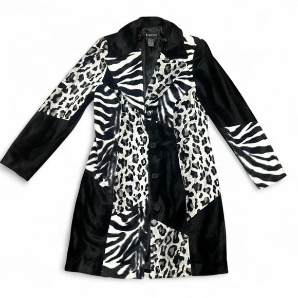 bebe Jackets & Blazers - SOLD!!! bebe Animal Print Trench Coat in Black and White